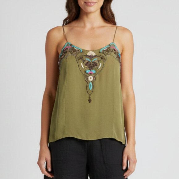 Matthew Williamson Beaded Green Sleeveless Tank Top Size 8 Small b36 - Picture 2 of 9